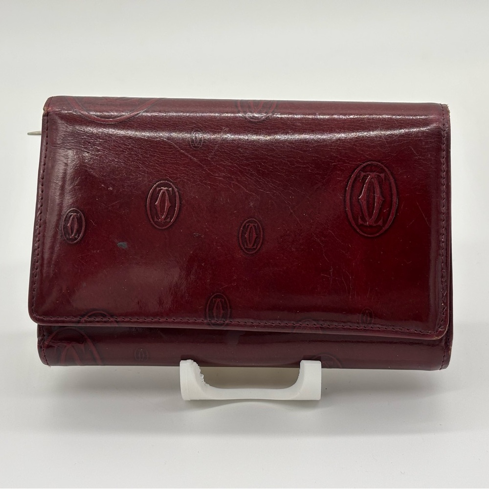 Cartier Wallet Happy Birthday Patent Leather Bordeaux Pvc